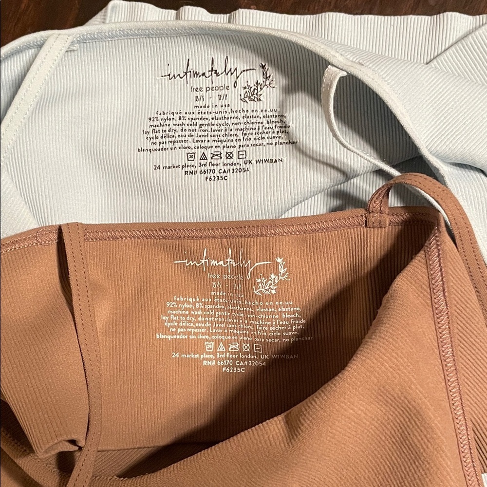 Free People Tan and baby blue V-Neck Crop Top bralette bundle - Picture 6 of 6
